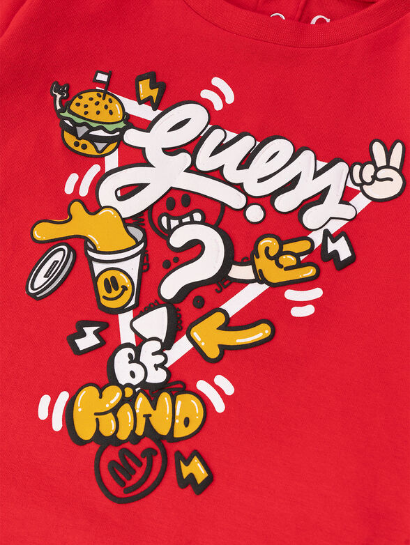 Red blouse with multicolour print - 4