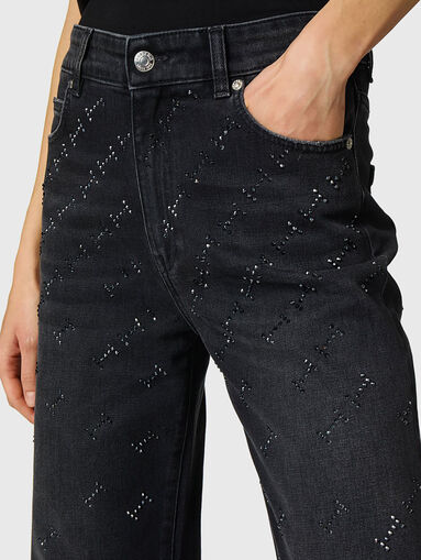 Black jeans with rhinestones  - 4