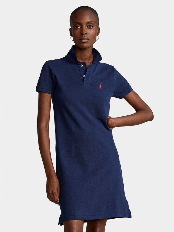 Blue dress with contrasting logo accent - 4