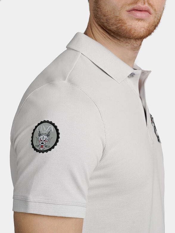 Grey polo-shirt with embroideries - 6
