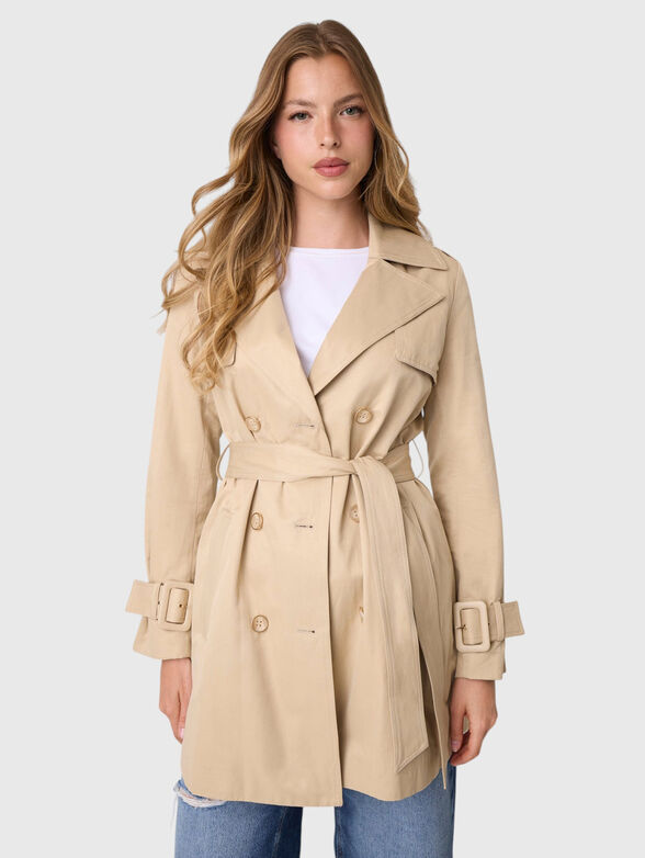 Beige cotton-blend trench coat - 1