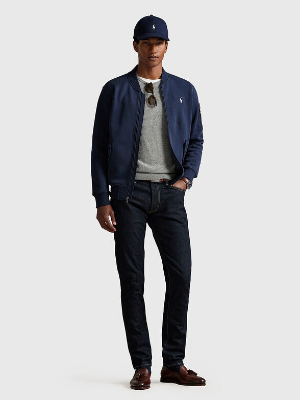 Cotton sweatshirt with zip and accent pockets - 2