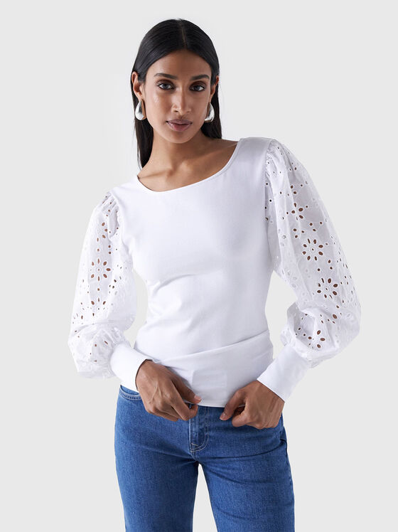 White blouse with English embroidery - 1