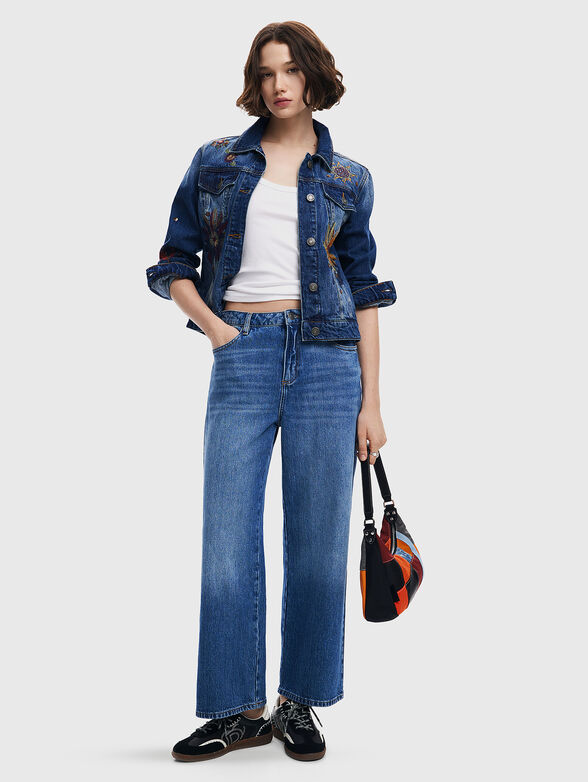 Denim jacket with floral embroidery  - 2
