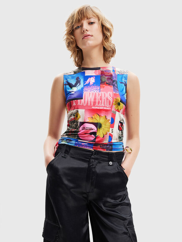 CRASH top with multicolour print - 1