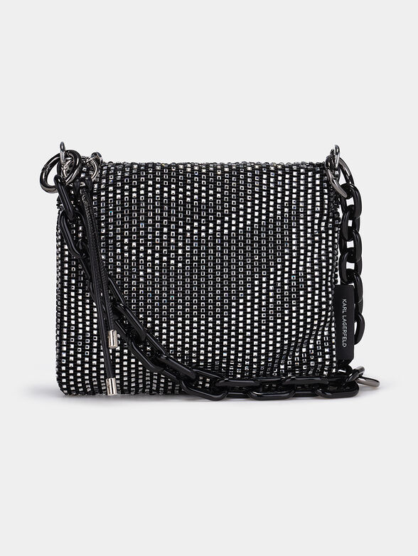 Crossbody bag with appliqued rhinestones - 1