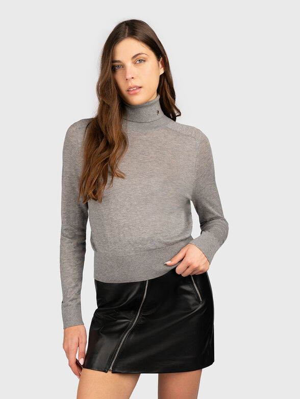Sweater with logo detail on the neck  - 1