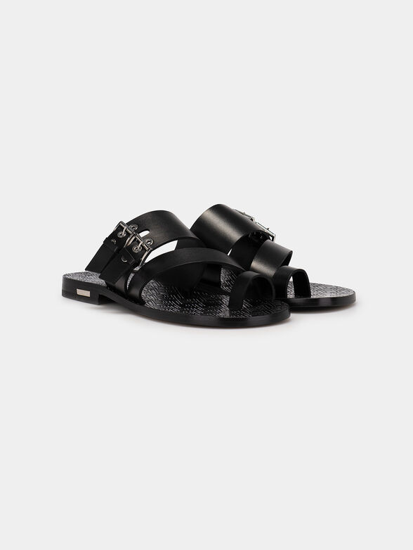 Leather slides with silver buckles - 2