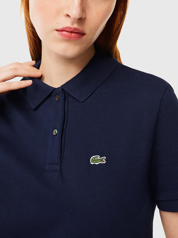 Dark blue piqué knit polo dress - 3