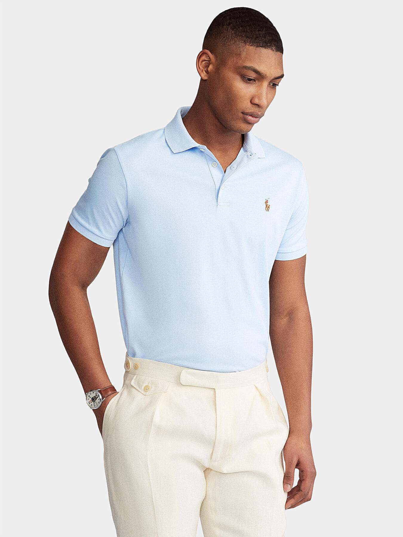 Light blue polo shorts online
