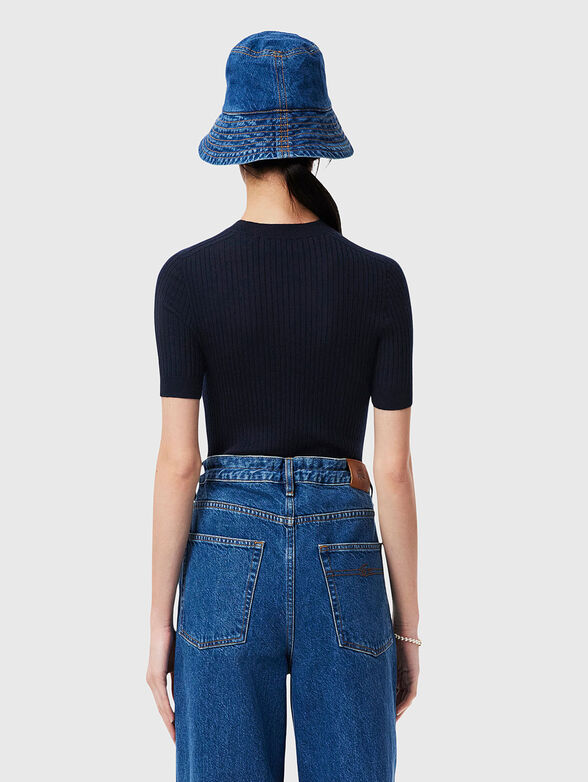 Short sleeved merino wool rib knit sweater - 3