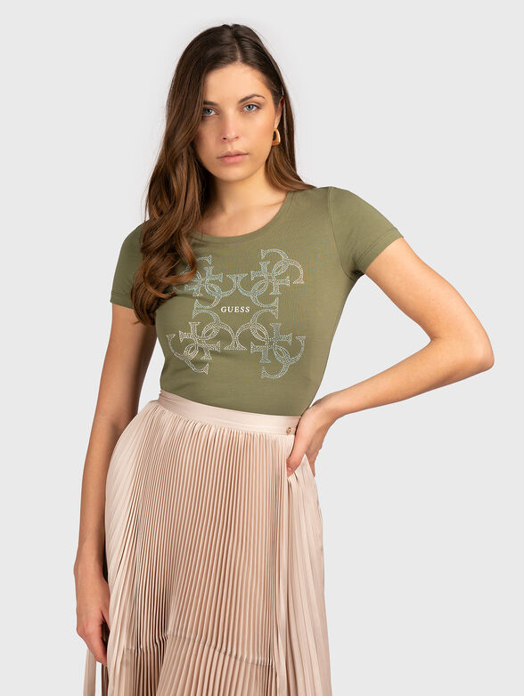 Crystal embellished T-shirt in black - 1