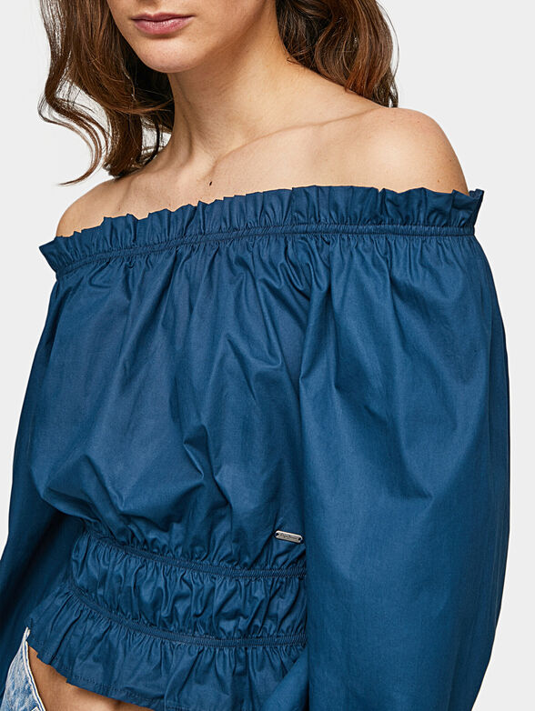 BLANCHE blue blouse with dropped shoulder - 4