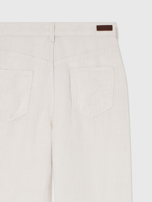 Wide leg jeans in ecru - 4