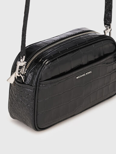Leather crossbody bag with croco effect - 5