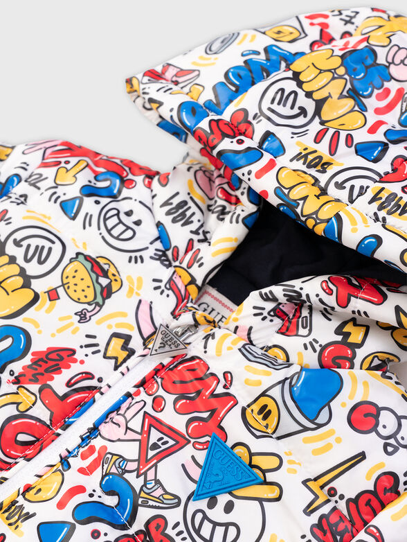Padded jacket with multicolour print - 2
