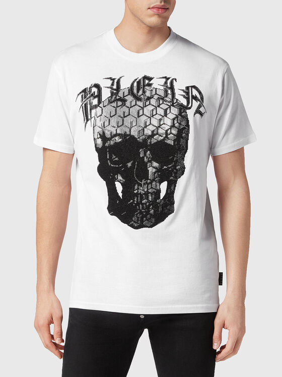 Round neck T-shirt with rhinestones - 1