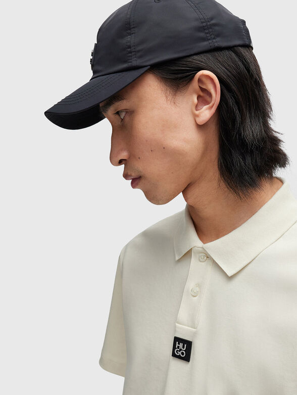 DEABONO black cotton polo shirt with logo patch - 4