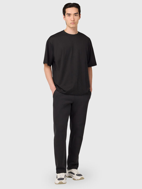 Black cotton blend T-shirt  - 2