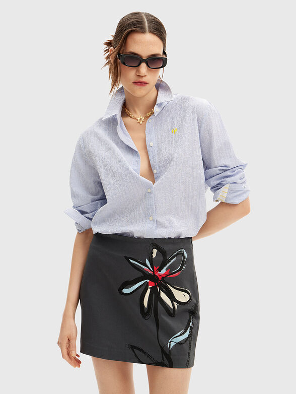 Grey mini skirt with floral print - 1