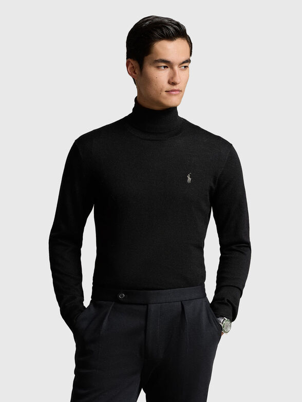 Wool sweater with polo collar - 0