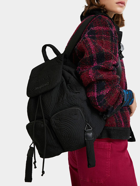 Black textile backpack - 2