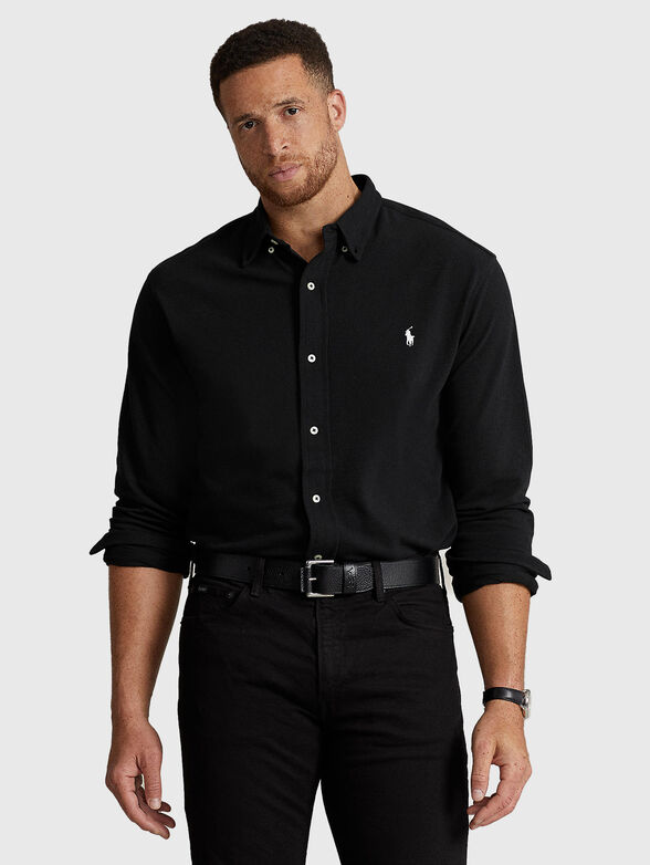 Cotton shirt with embroidered logo - 1