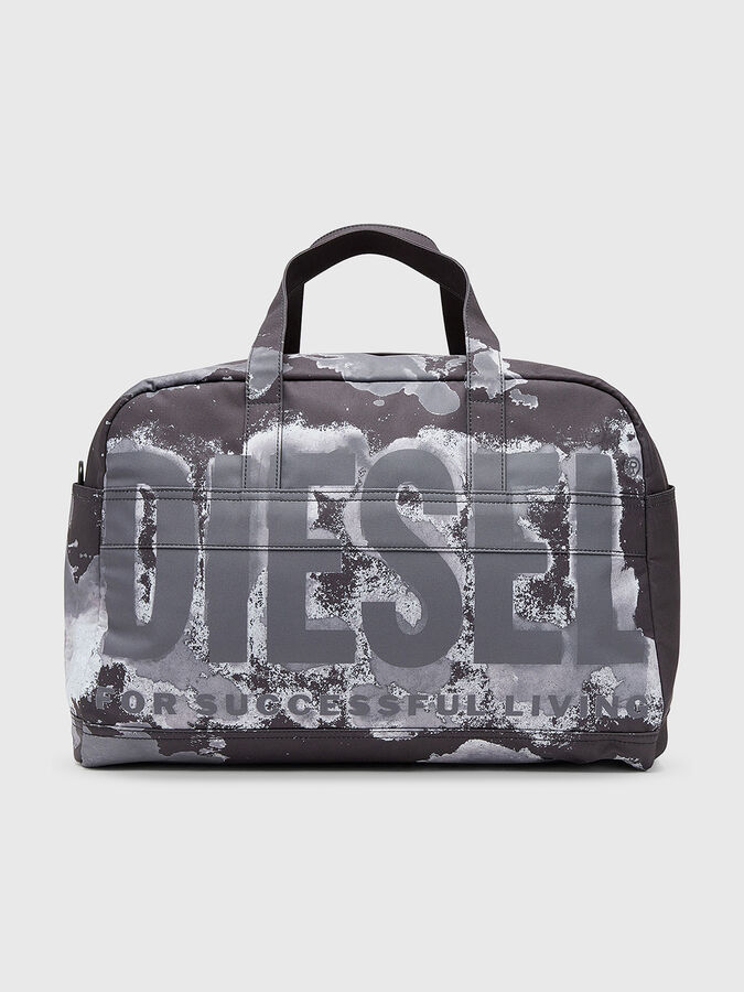 diesel men's travel bags CAGE Duffle M-Travel Bag, white/black, UNI Fashion Mens compact weekender in leather with a structured Boston silhouette Diesel mens tote bag -