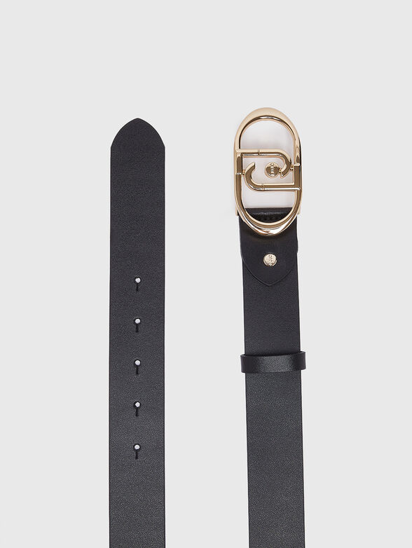 Leather belt with a gold-colored buckle - 4