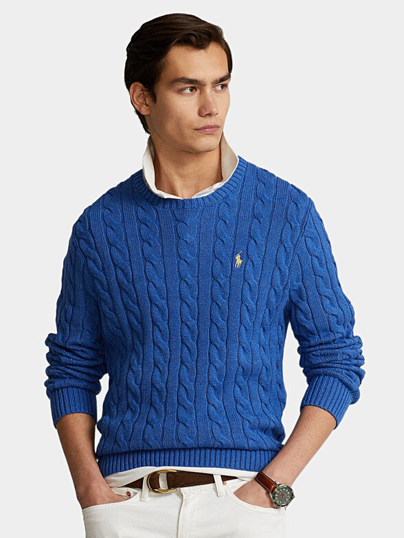 Sweater in blue color with logo embroidery - 1