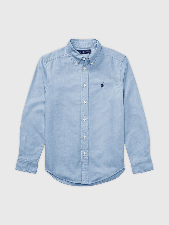 Cotton slim shirt with logo embroidery - 1