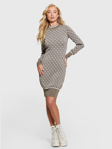 Knit dress with monogram logo detail - 4