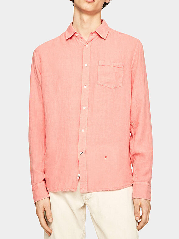 ADDISON linen shirt in coral color - 1
