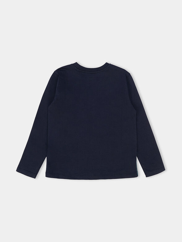 Dark blue blouse with long sleeves and print - 2