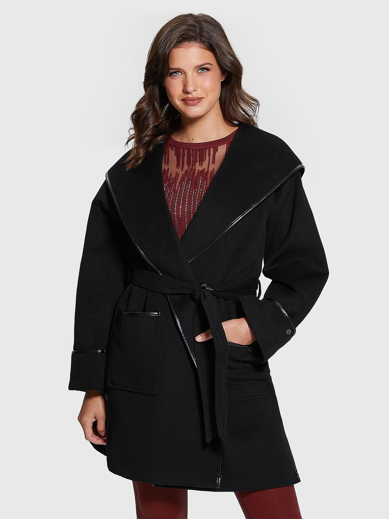 PENELOPE black coat with hood brand GUESS Globalbrandsstore en