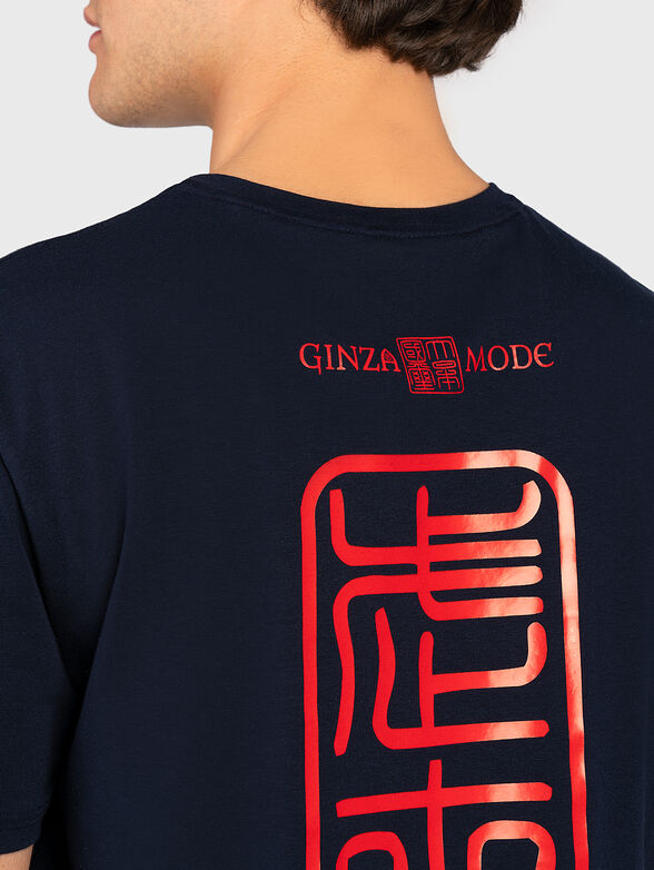 Navy t-shirt with print - 5