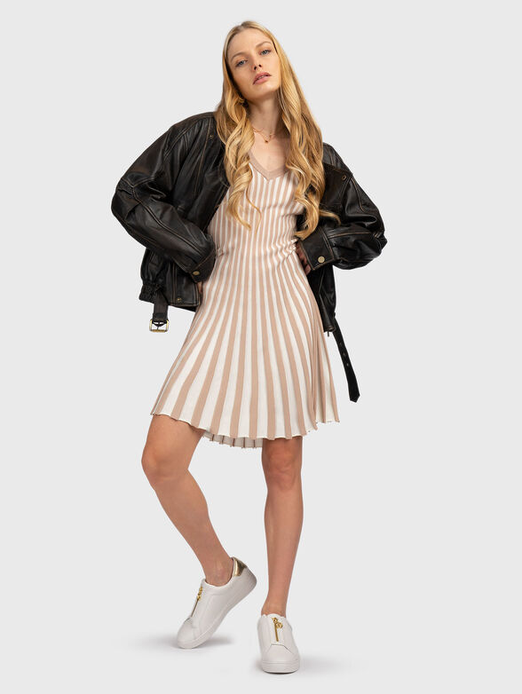 Knitted mini dress with V-neck - 4