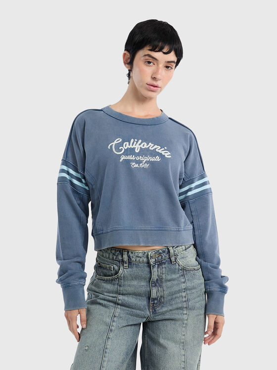 Памучен суитшърт с овално деколте - 1