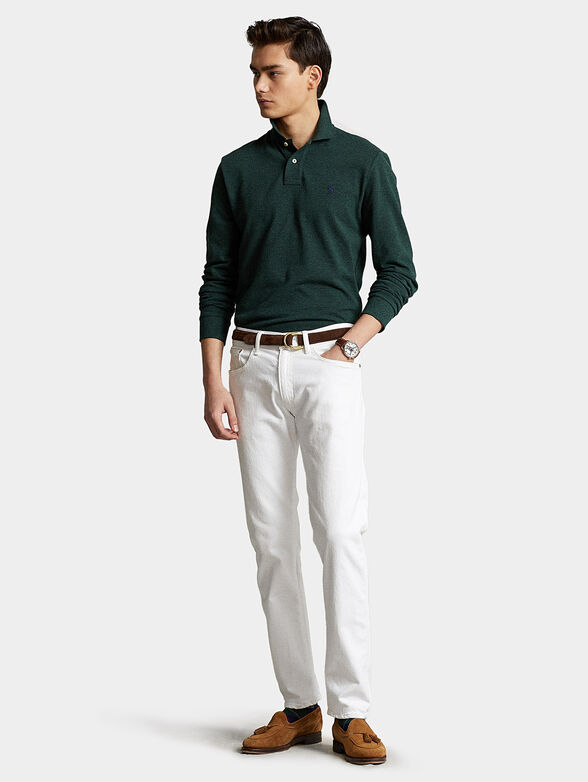 Dark green Polo-shirt with long sleeves - 4