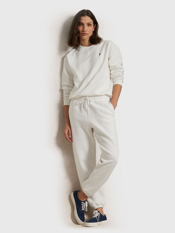 White sweatpants with logo embroidery - 4