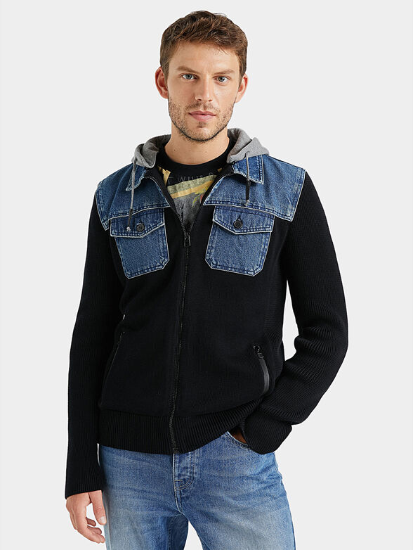 Bimaterial hooded sweatshirt - 1