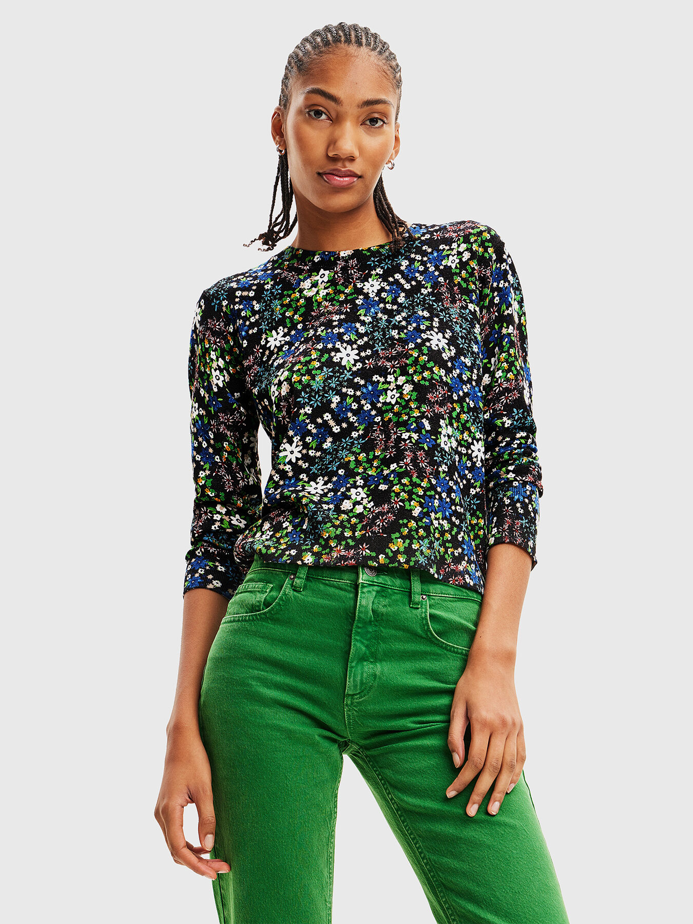 Sweater with floral print brand DESIGUAL Globalbrandsstore en
