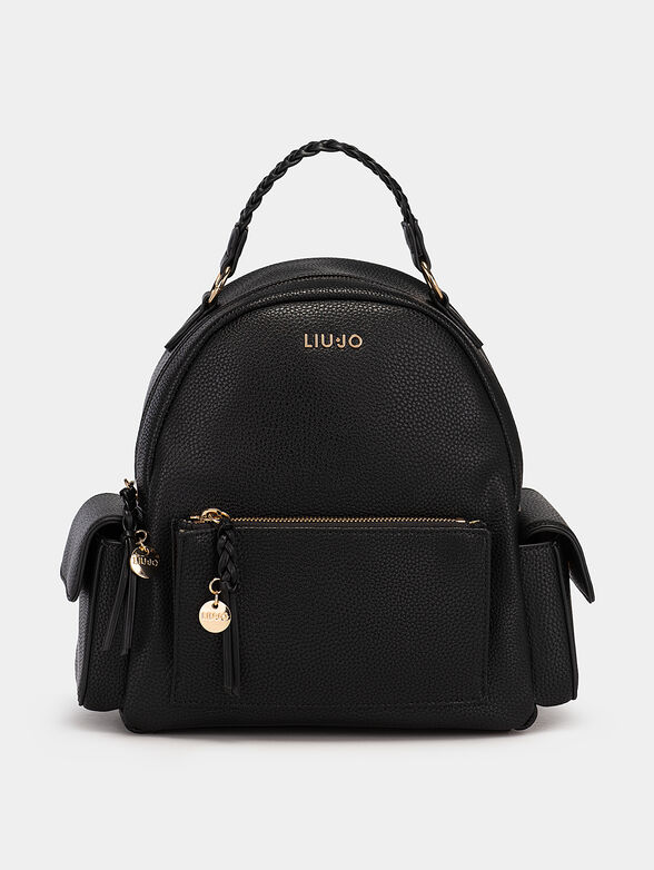 Black backpack with grainy texture - 1
