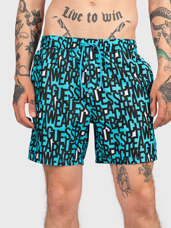 Multicolor beach shorts with logo inscriptions - 1