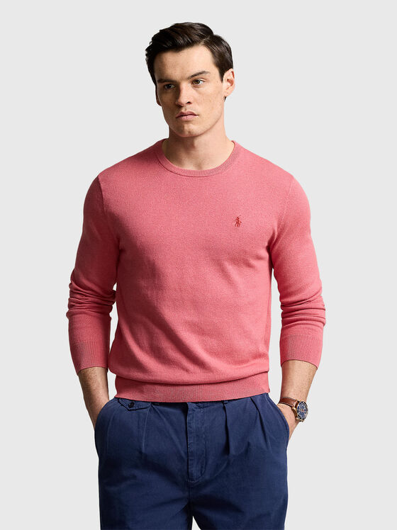 Red sweater with logo embroidery - 1