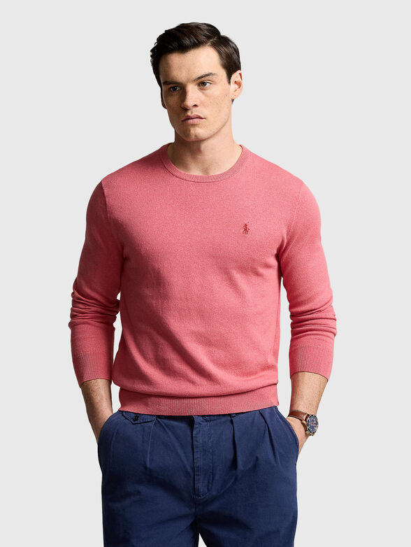 Red sweater with logo embroidery - 1