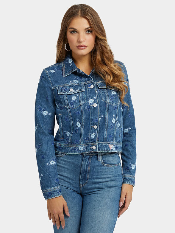 DORIA denim jacket with floral accent - 1
