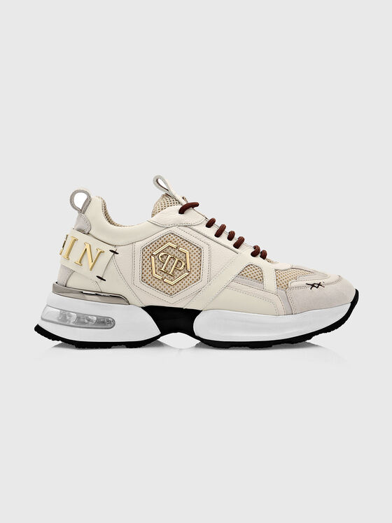 Sports shoes in beige with logo accent - 1