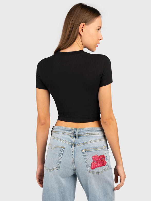 Cropped T-shirt with contrasting logo  - 3