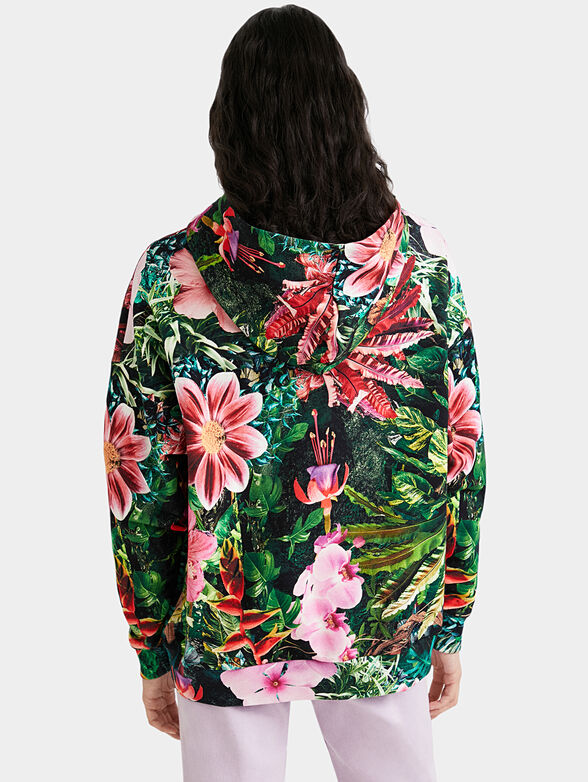 Cotton sweatshirt with tropical print - 3